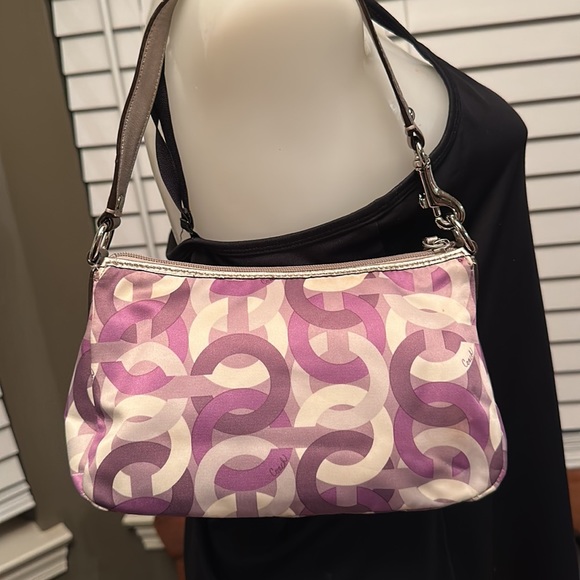 Coach Madison Op Bag Purple/Silver W/ Metallic Leather Trim - Picture 4 of 12